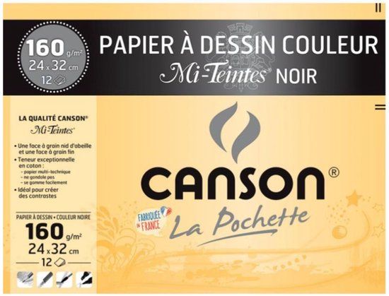 Canson Papierblok voor handenarbeid, 160 g/m², 12 vel, Meerkleurig, Aquarelpapier, 24,5 x 32 cm