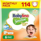Babylino Sensitive Cotton Soft, luiers, maat 6, extra groot (15-30 kg), 114 stuks