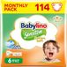 Babylino Sensitive Cotton Soft, luiers, maat 6, extra groot (15-30 kg), 114 stuks