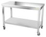 GOLDINOX Plan de travail en acier inoxydable, 1500 x 800 mm, sur roulettes, PREMIUM
