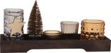 Theelichthouder set - Kerst - Kerstversiering - decoratie woonkamer - bruin - Glas
