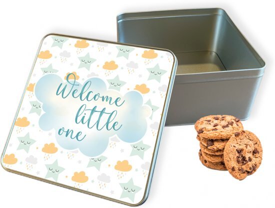 qMust Koektrommel Welcome Little One vierkant 20 x 20 x 10 cm welcome little