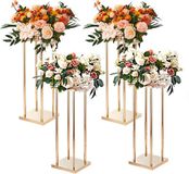 Vevor Set van 4 Vierkante Bloemenkrukjes 20 X 20 X 80 cm Bloemenstandaard Ijzeren Bijzettafel Moderne Bloemenzuil Metaal Laminaat Plantenkruk Plantenstandaard Metalen Standaard voor De Decoratie van Bars Hotels Cafés