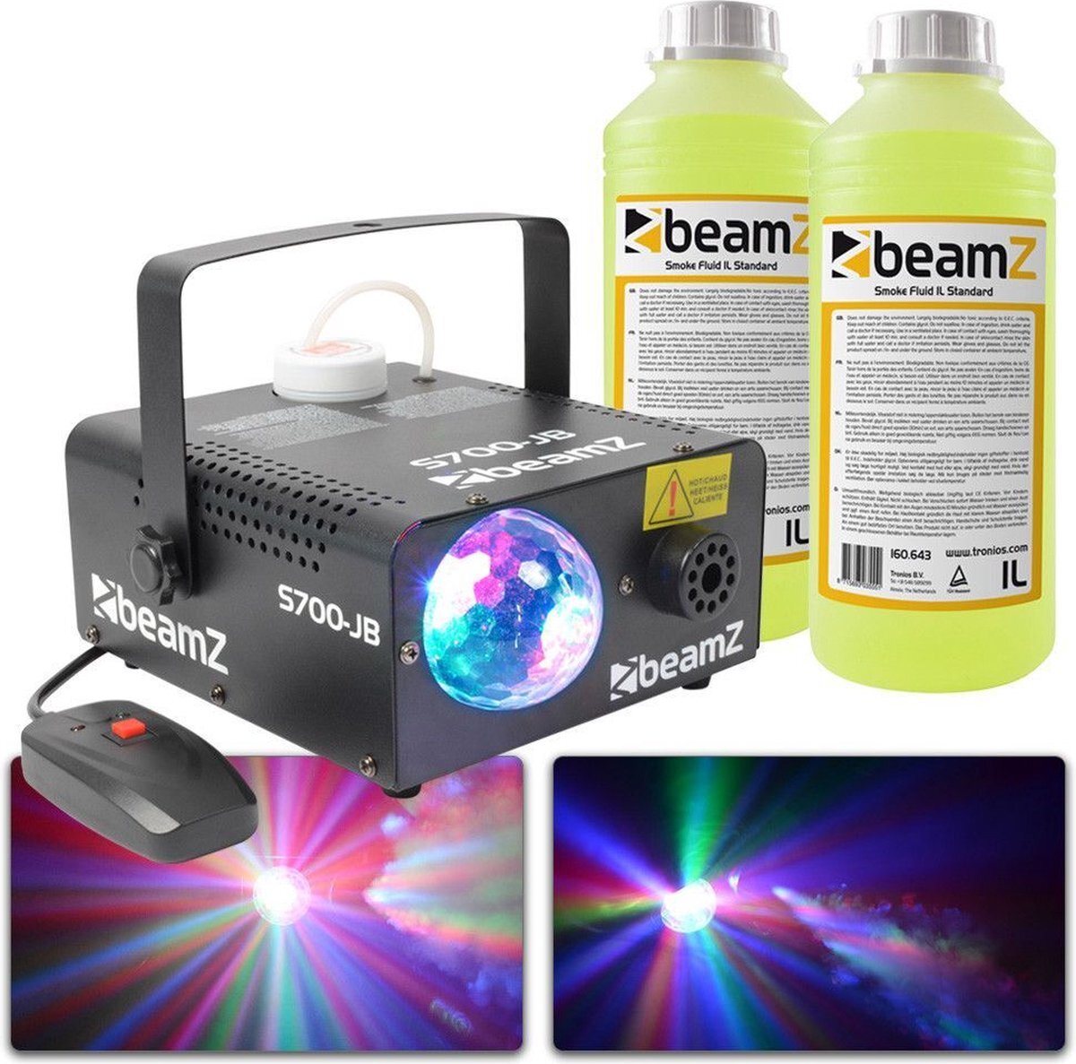 BeamZ Rookmachine - S700-JB met Jelly Ball discolamp en 2L rookvloeistof