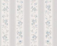 A.S. Création Bloemen in Strepen Behang | Engelse stijl - blauw wit grijs