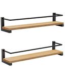 OROPY Houten Kruidenrek in 2-delige set, Wandmontage Hangende Keukenorganizer voor Kruiden, Kruiden, Potten Keuken Kookgerei Opbergplank, 40x9x7cm