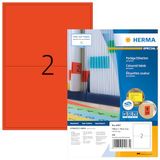 HERMA 4567 Gekleurde etiketten A4, set van 14 (199,6 x 143,5 mm, 1.400 velles, papier, mat) zelfklevend, bedrukbaar, permanent Klevende Kleuretiketten, 2.800 etiketten voor printer, rood