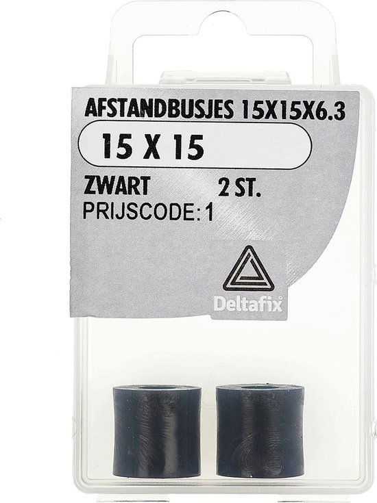 Deltafix Afst.bus 15x15x6.3 zwart 2st