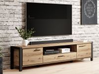 Mobistoxx ATIK Meuble tv-hifi 2 portes 1 tiroir 210 cm noir/chêne taurus