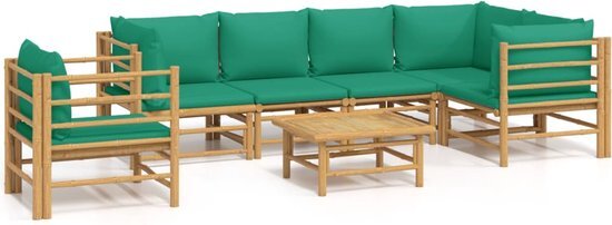 vidaXL 7-delige Loungeset met kussens bamboe groen