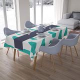 Bonamaison Tafelkleed, Anti-Mold, Sneldrogend, Waterdicht, 100% Polyester Tafellaken, Turkoois, wit, 140 x 200 Cm
