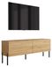 3xE living Meuble TV 140 cm, chêne artisanal, pieds droits noirs, 2 portes
