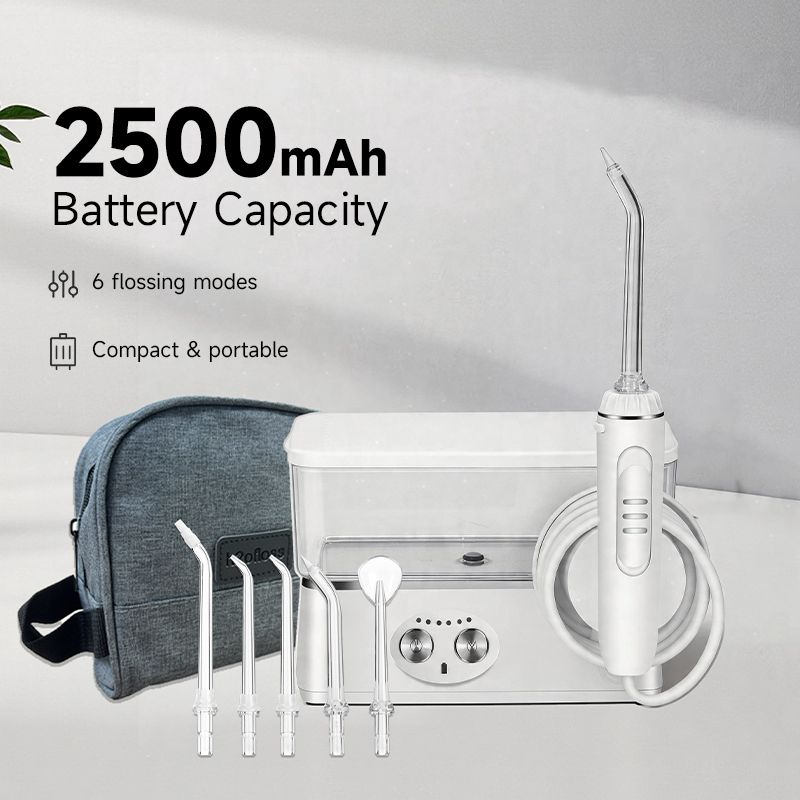 H2ofloss Hoge Druk Waterflosser 570ml Grote Tank 6 Modi 45-125PSI Oplaadbare Monddouche Draagbare Reisset