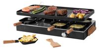 Merkloos Raclette gourmetstel - 8 personen - Keramische grillplaat - Zwart
