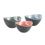 Kesper Fruit- & saladeschalen, set van 3, kunststof, BPA-vrij, 20 x 12 x 11 cm, grijs, blauw, roze, groen