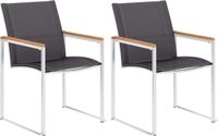 vidaXL Tuinstoelen 2 stuks textileen en roestvrij staal grijs