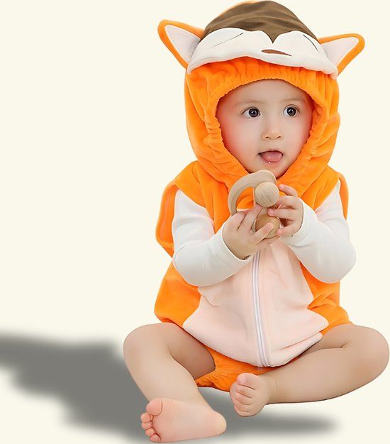 BoefieBoef Zomer Dieren Baby Romper Vos Oranje - 12 Maanden - Unisex