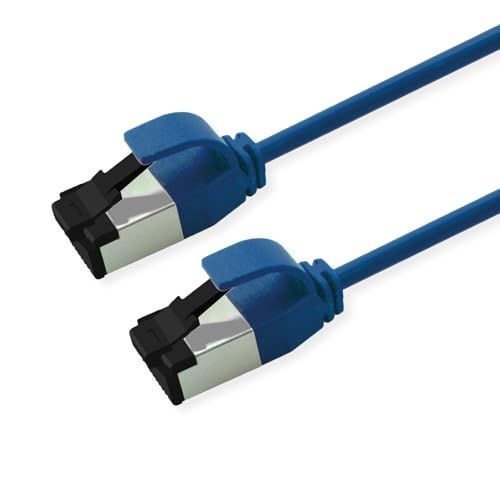 ROLINE U/FTP patchkabel Cat.8 (Klasse I), dun, LSOH, soepel draad, blauw, 0.15 m