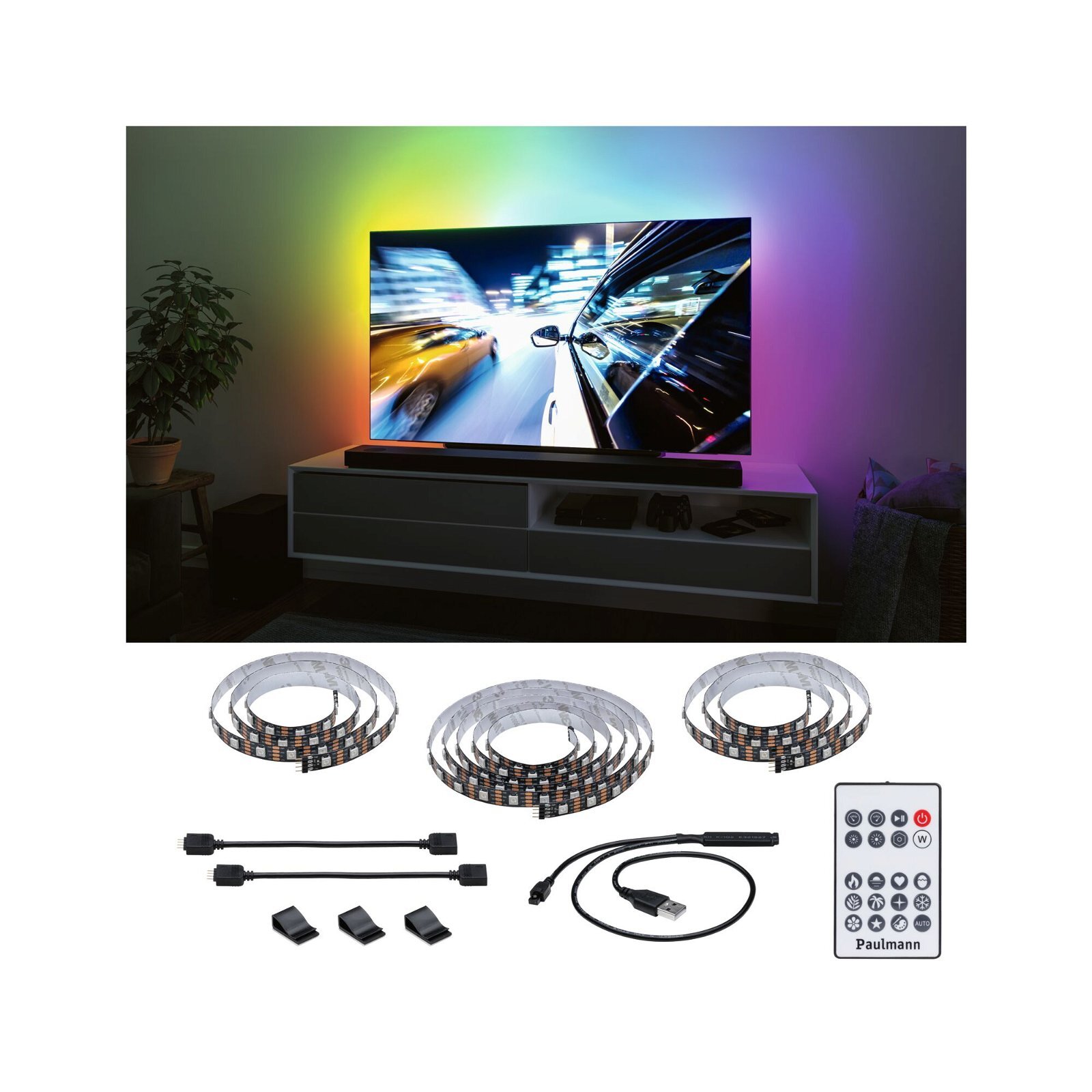 Paulmann EntertainLED USB LED Strip TV-verlichting 75 inch 3,1m 5W 60LEDs/m