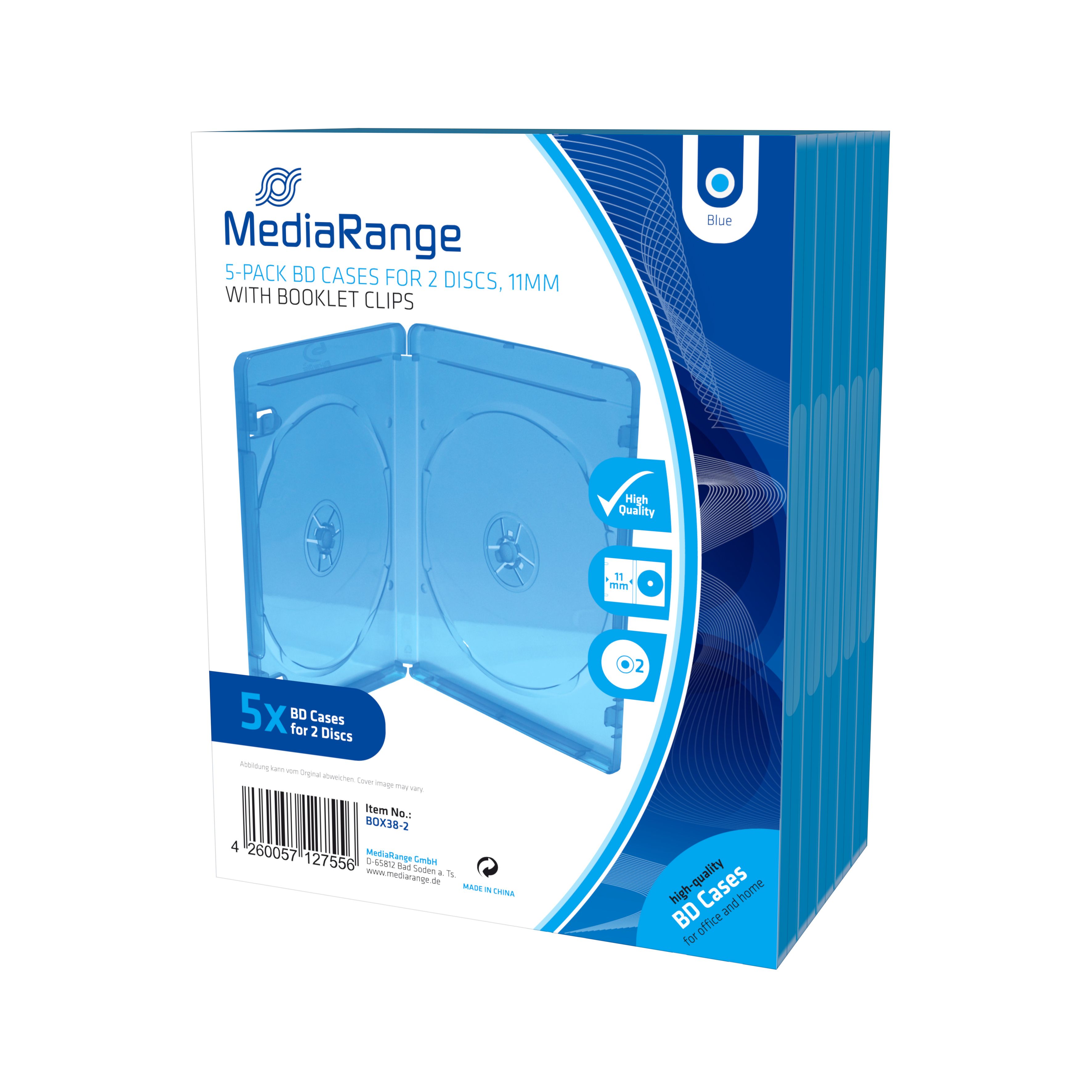 MediaRange BOX38-2 CD-doosjes - blauw, transparant - 5 stuks