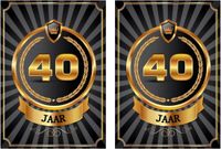 Bellatio Decorations Affiche de porte d'anniversaire - 2 Pièces - 40 Ans - Or - 59 x 42 cm