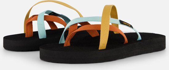 Teva Olowahu Dames Teenslippers - Zwart/Oranje/Blauw - Maat 38