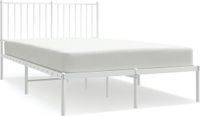 vidaXL Bedframe met hoofdbord metaal wit 120x200 cm