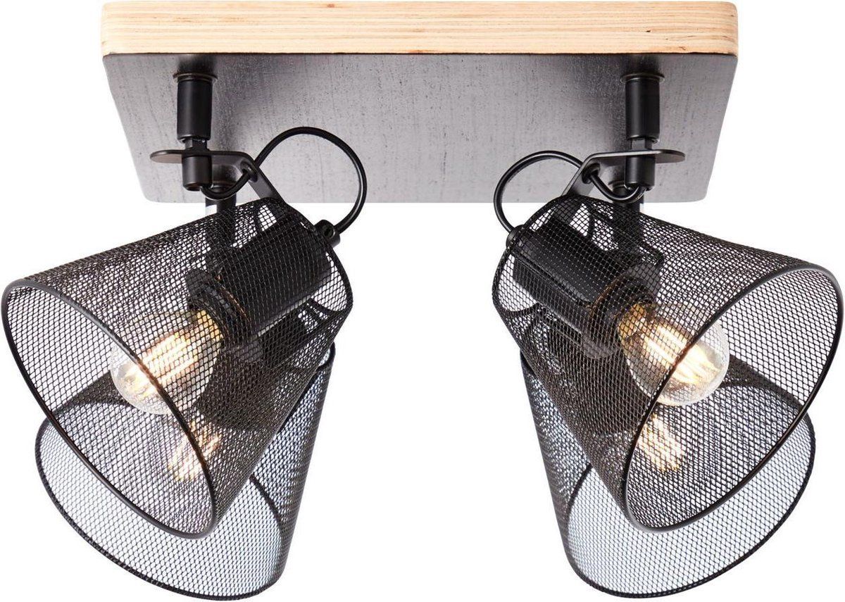 Brilliant Whole Plafondlamp - 4 Spots - Zwart - Metaal/Hout