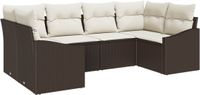 vidaXL Tuinbank Set 6-delig Bruin en Crème Polyrattan