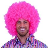 Merkloos Carnaval verkleed Felroze afro pruik - volwassenen - grote bos met krullen - dames/heren
