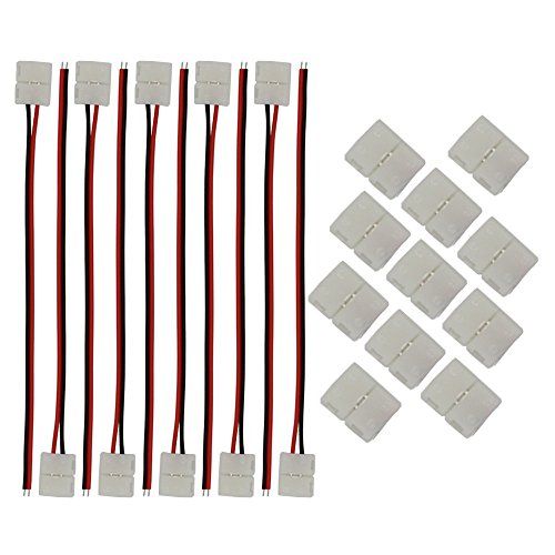 CESFONJER 2-polige LED-stripconnector (10 stuks) - 2-pins verbindingskabel voor 8 mm SMD 3528 2835 LED-strips