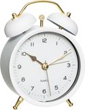Atmosphera tafelklok Gaston - wit - dia 10 cm - metaal/glas - rond - klassiek/chic wekker model