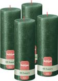 Bolsius - Rustieke kaars Shimmer - 4 Stuks - Metallic Groen - 19cm - 85 branduren