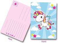 Folat Uitnodigingskaartjes - met eenhoorn print - 8x stuks - kinderfeestje - feestartikelen