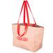 Fisura - Originele strandtas "Fuck off", grote omkeerbare strandtas, beige luipaardprint, tote bag dames XXL van katoen, boodschappentas voor reizen, winkelen of strand, 36 x 31,5 cm
