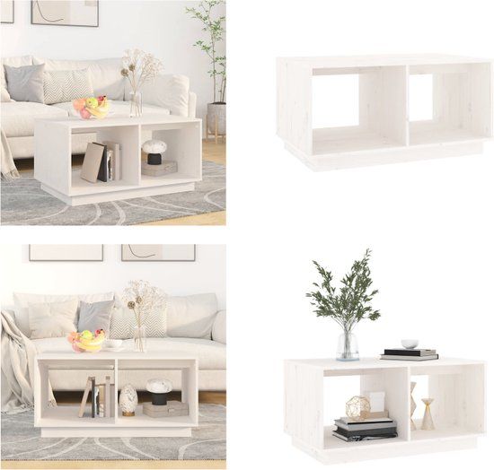 vidaXL Salontafel 80x50x40 cm massief grenenhout wit