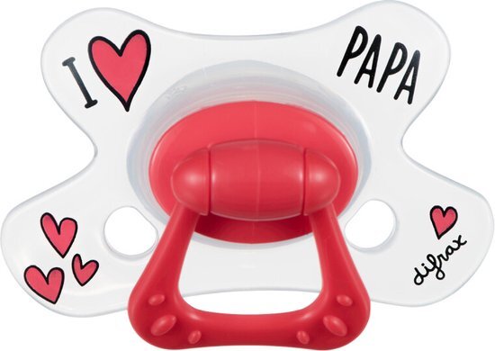 Difrax Fopspeen I Love Papa Natural 6+ Maanden rood