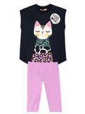 Denokids MSHB&G Meisjes Tuniek & Leggings Set Kattenprint Marineblauw 134