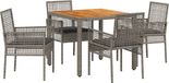 vidaXL Eettafel Set 5-delig Poly Rattan Grijs
