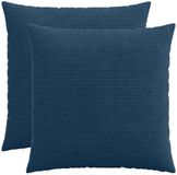 vidaXL Kussensloop 2 stuks HEERLEN Marineblauw 55 x 55 cm corduroy