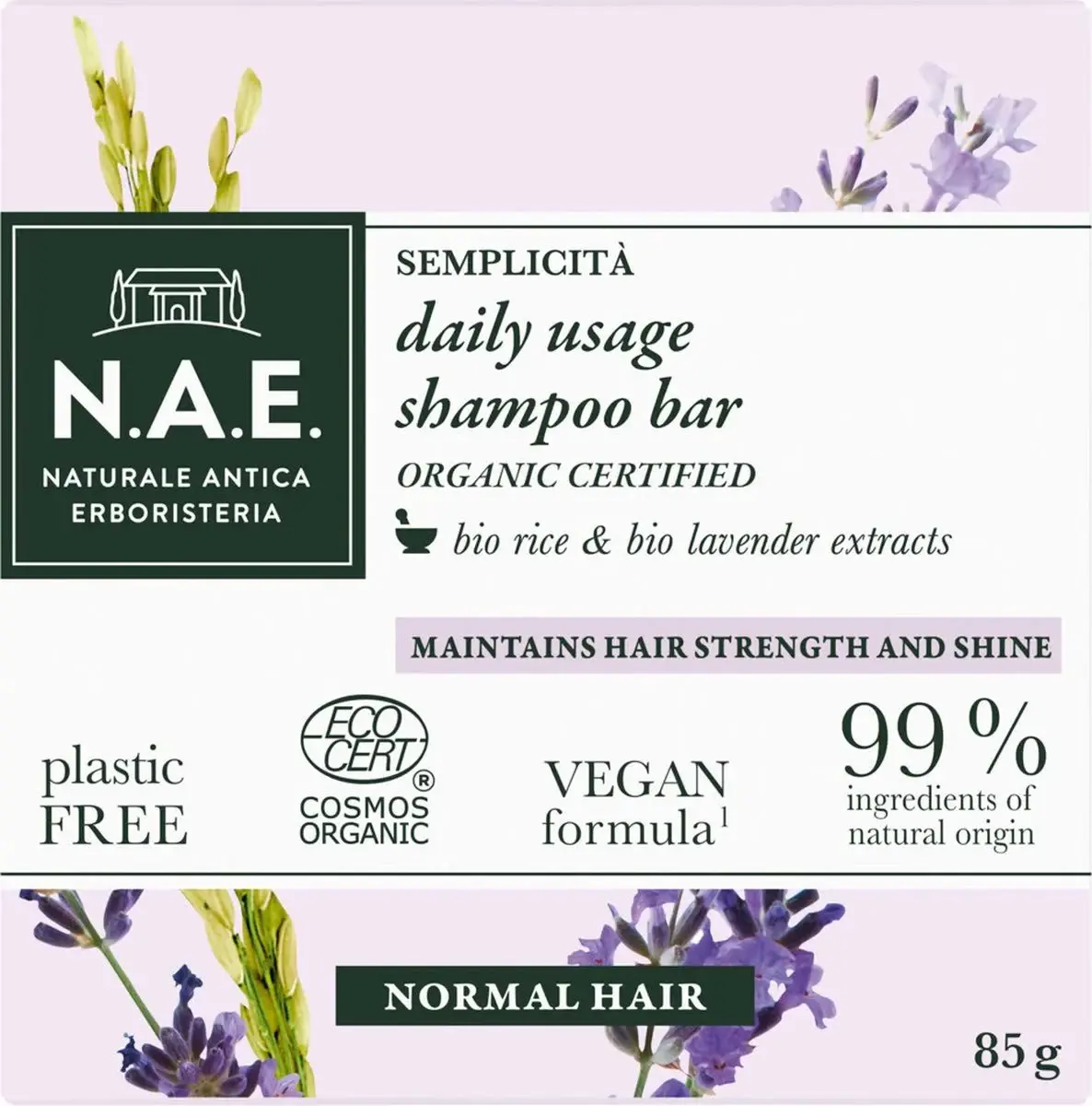 N.A.E. Semplicita Shampoo Bar normaal Haar - 85 gram
