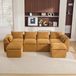 OKWISH Canapé d'angle 322 x 161 cm - Modulaire 4 places avec poufs et poches latérales - Salon et bureau - Cordon - Orange