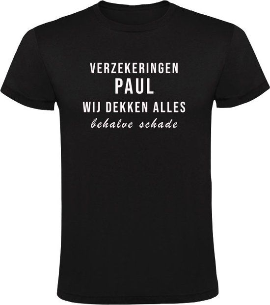 Verzekeringen Paul Heren T-shirt - Zwart - Maat M