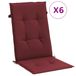 Coussin de chaise 6 pièces haut dossier 120x50x4 cm tissu chiné bordeaux