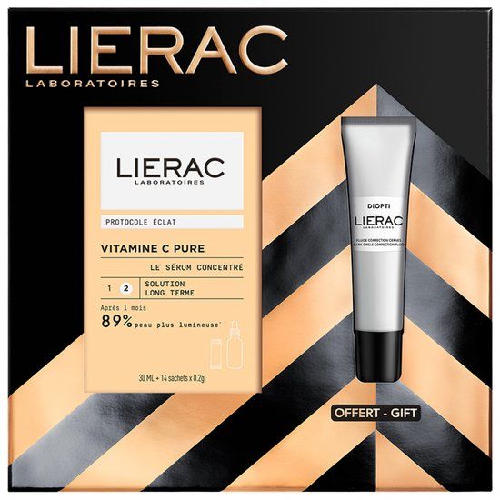 Lierac Vitamine C Pure Het Geconcentreerde Serum 30 ml + 14 Zakjes 0,2 g + Diopti Fluïde Donkere Kringen Correctie 15 ml Gratis