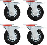 vidaXL Zwenkwielen 125 mm - 8 Stuks - Zwart - Met Rem