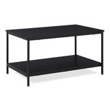 Amazon Basics Salontafel, Rechthoekig, met Onderplank, Woonkamer, Centrale Tafel, Moderne Stijl, Zwart, 50,5cm x 80cm x 42cm