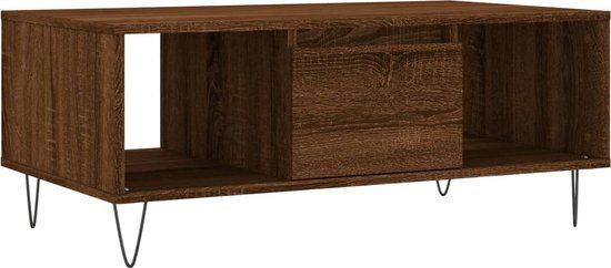 vidaXL Salontafel 90x50x36,5 cm Bewerkt Hout Bruin Eikenkleur