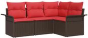 vidaXL Banc de jardin avec coussin Marron poly rotin