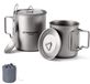 Merkloos Ultralichte Titanium Campingmok met Deksels en Spork